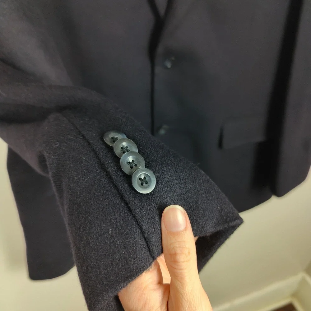 Saks Fifth Avenue Loro Piana 100% Worsted Camel Hair Blazer Men 42L Black Jacket